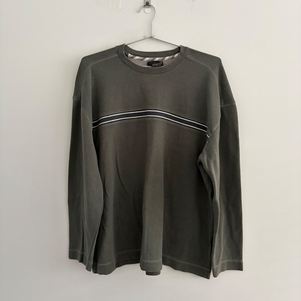 Method Mens Thermal Long Sleeve Shirt Olive Green Striped XL